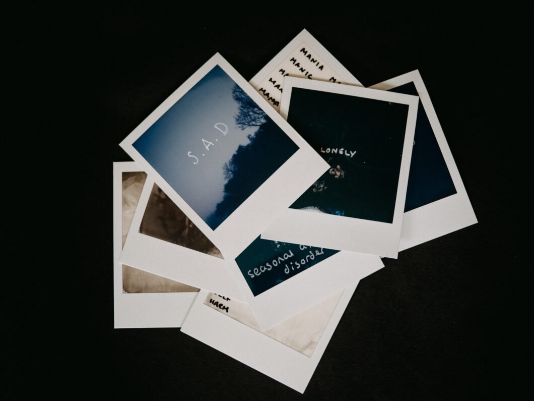Postcards stating phrases relating to emotions and mental health